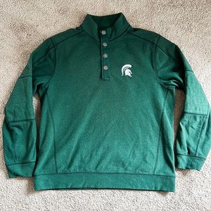 Tommy Bahama Michigan State Green Fleece Half Snap Mock Sweatshirt Mens Medium